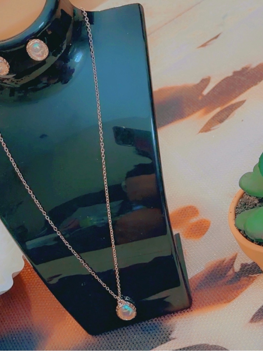Rose Gold 3 piece set with Opal Pendant - Fashion Jewelry